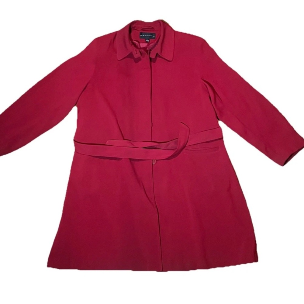 Gallery Womens Trench Coat Cotton Blend Red Size L